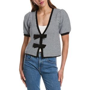 525 America Womens  Elaine Puppytooth Cardigan, White